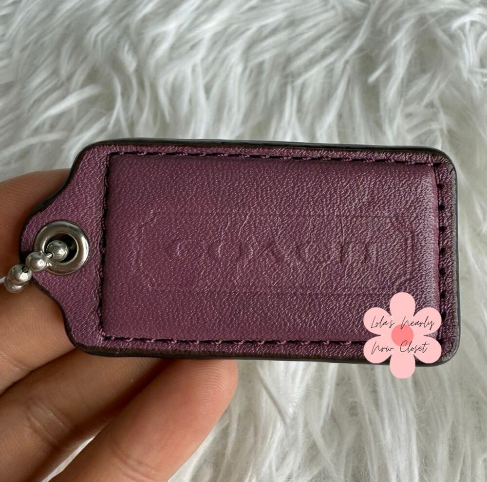 2" COACH Purple  Fob Bag Charm Hang tag Hangtag